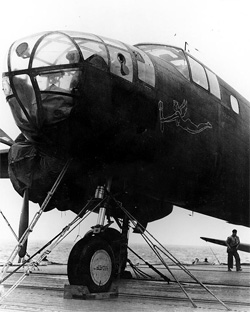 B-25B on USS Hornet for Doolittle Raid, April 1942